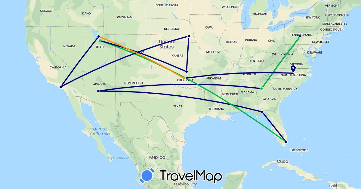TravelMap itinerary: driving, bus, hitchhiking in United States (North America)
